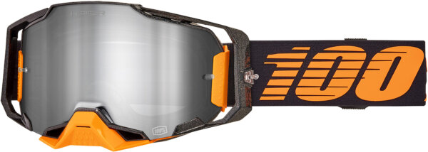 100% Armega HIPER Goggle Acosta - Mirror Silver Lens schwarz-orange
