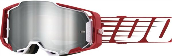 100% Armega Goggle Oversized Deep Red - Mirror Silver rot