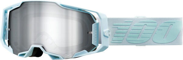 100% Armega Goggle Fargo - Mirror Silver Flash Lens hellblau