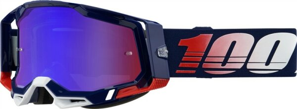 100% Goggle Racecraft 2 Republic -Mirror Red-Lens Blue blau-rot