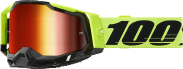 100% Goggle Racecraft 2 Neon Yellow - Mirror Red Lens gelb-schwarz
