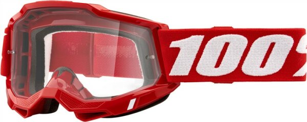 100% Goggle Accuri 2 Neon Red - Clear Lens rot
