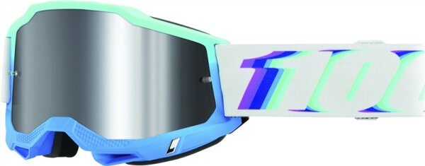 100% Goggle Accuri 2 Stamino - Mirror Silver Flash Lens blau-weiss