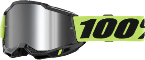 100% Goggle Accuri 2 Neon Yellow - Mirror Silver Lens schwarz-gelb