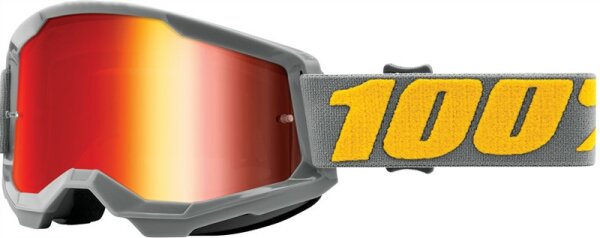 100% Goggle Strata 2 Izipizi - Mirror Red grau