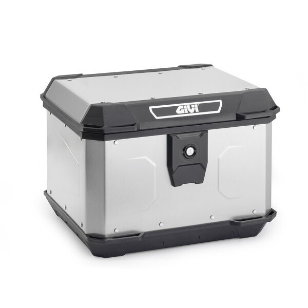 GIVI ALPINA Monolock Topcase aus Aluminium natur, 44 Liter, mit Universalplatte und Montagekit