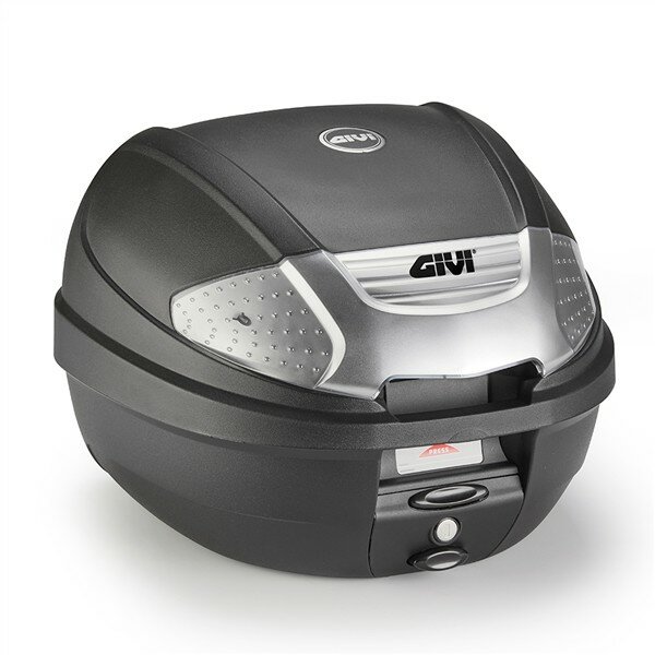 GIVI E300 - Monolock Topcase, 30 L., schwarz, Reflektor mit Silberlackierung , m. Platte