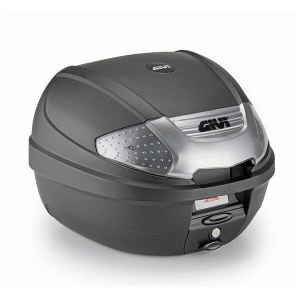 GIVI E300 - Monolock Topcase, 30 L., schwarz, Reflektor mit Silberlackierung , m. Platte
