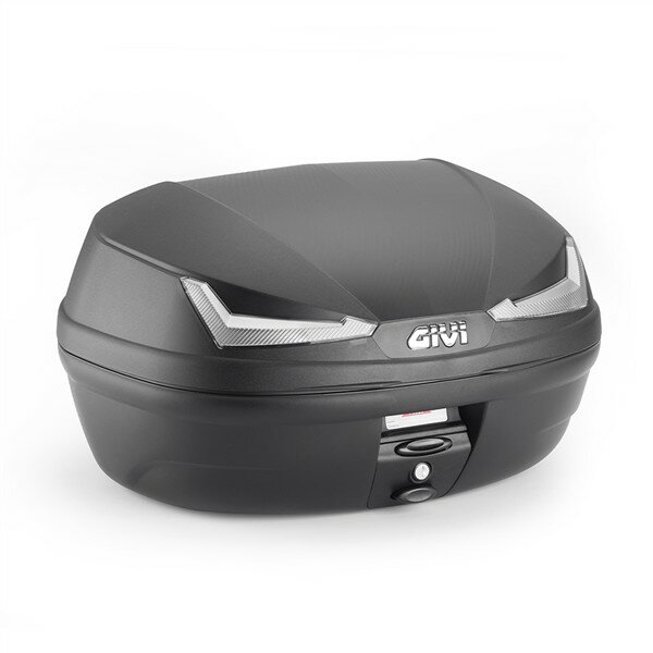 GIVI E455 Simply IV Monolock Topcase, mit Platte, 45 L., schwarz, mit transparenten Reflektoren