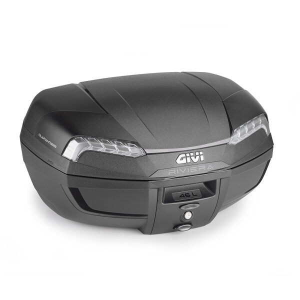 GIVI E46NT2 Monolock Topcase mit Universalplatte, schwarz, mit silberfarbenen Reflektoren