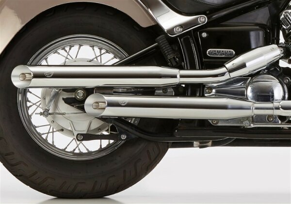 FALCON Cromo Line 1 Schalldämpfer rechts inkl. 2 Krümmer   HONDA VT125 C Shadow JC31 2001-2007