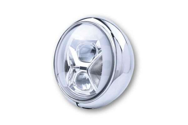 HIGHSIDER pro 7 Zoll Scheinwerfer HD-Style Typ 8 LED Chrom Mit TFL, Kurvenlicht, E-Geprüft (1Stck)