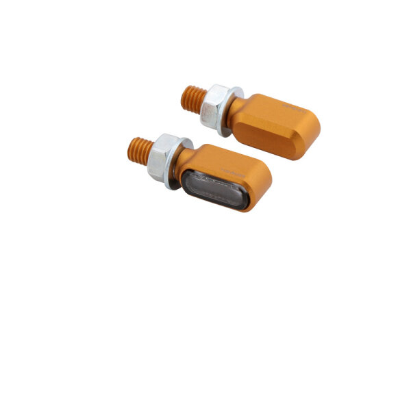 HIGHSIDER pro Little Bronx LED Blinker/Positionslicht Gold/Getönt 2in1, CNC, E-Geprüft (Paar)