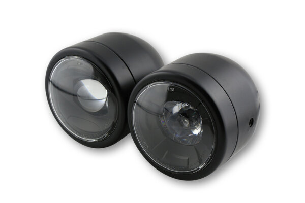 HIGHSIDER smart Scheinwerfer Twin LED Schwarz Seitliche Befestigung, E-Geprüft (1Stck)