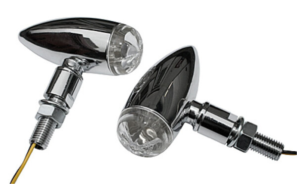 HIGHSIDER pro Micro-Bullet LED Indicator Gehäuse Chrom / Linse Klar (Paar), Vorn & Hinten