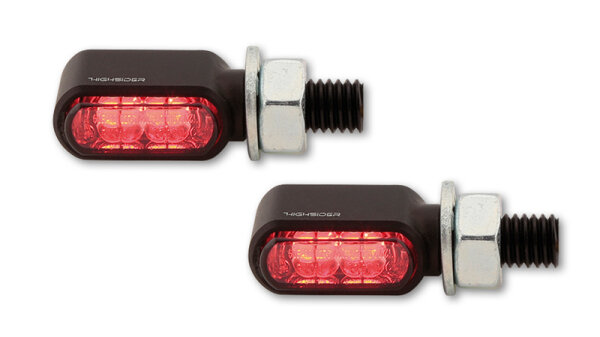 HIGHSIDER pro Little Bronx LED Rück-, Bremslicht, Blinker Schwarz/Getönt 3in1, CNC, E-Geprüft (Paar)