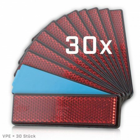 Reflektor "Classic" | rechteckig | rot | mit Rand 30 Stck | 90 x 25 mm | selbstklebend | E-geprüft