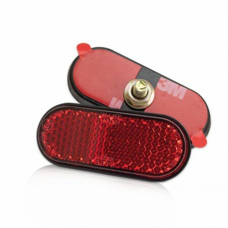 Reflektor Mini Classic | abgerundet | rot | Rand Maße: 55 x 23 x 8mm | Bolzen M5 + 3M  | E-geprüft