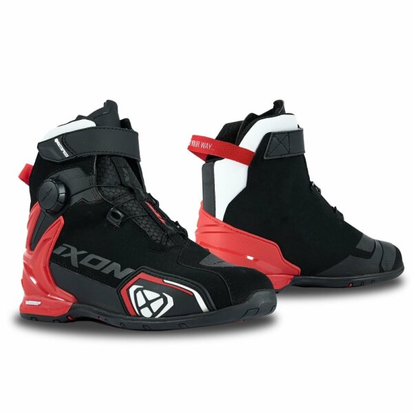 Ixon Motorradschuhe Bull 2 WP Herren, schwarz/weiß/rot