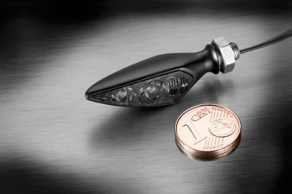 KELLERMANN Rhombus S Dark LED Indicator Gehäuse  Schwarz / Linse Rauchgrau (Stück), Vorn Links & Hinten Rechts