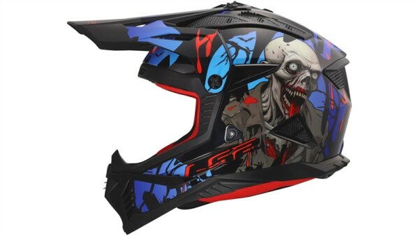 LS2 Crosshelm MX708 Fast II Zombie schwarz / rot / blau