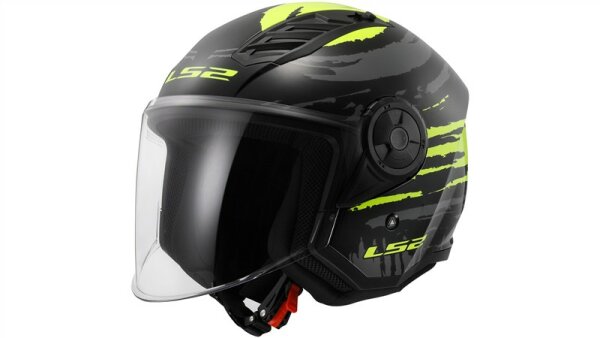 LS2 OF616 Airflow II Brush Jethelm schwarz,gelb Gloss Black H-V Yellow