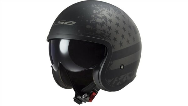 LS2 Jethelm OF599 Spitfire II Flag schwarz / titanium matt