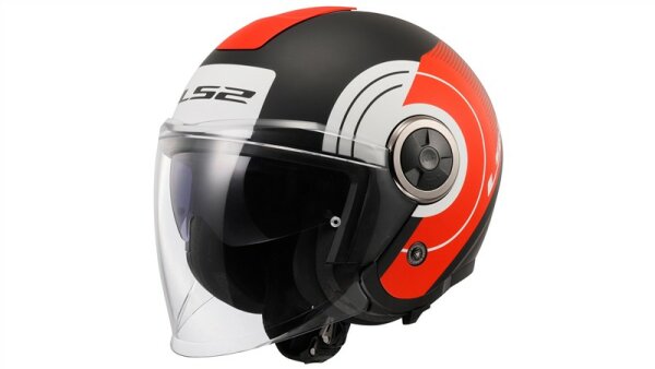 LS2 OF620 Classy Disko Jethelm schwarz,rot,weiß Matt Black Red White