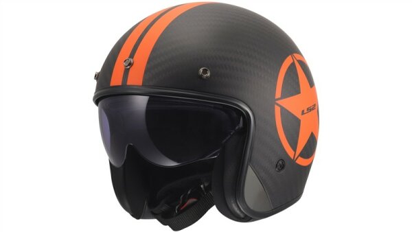 LS2 Jethelm OF601 Bob II Carbon Star grau / orange