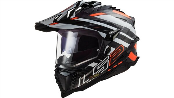 LS2 Endurohelm MX701 Explorer Carbon Edge schwarz / weiß / orange