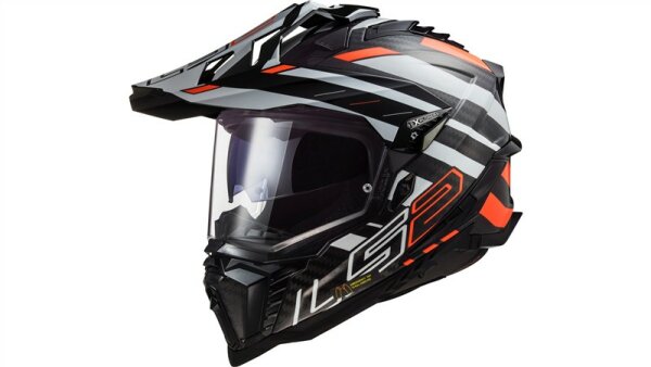 LS2 MX701 Explorer Carbon Edge Endurohelm schwarz,orange,weiß Black Orange White