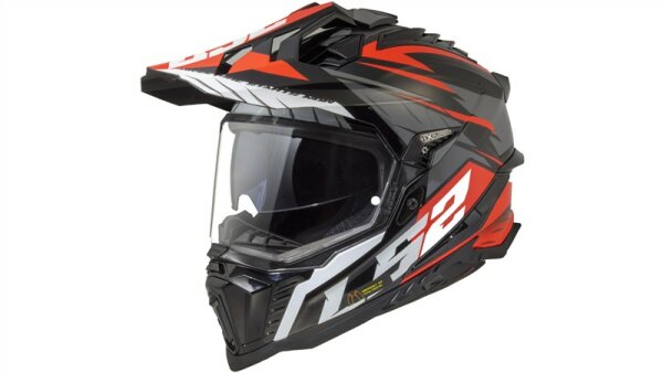 LS2 Endurohelm MX701 Explorer Spire schwarz / grau / rot