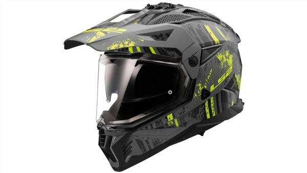 LS2 Endurohelm MX702 Pioneer II Crazy schwarz / neongelb matt