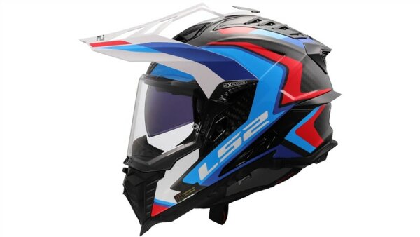 LS2 Endurohelm MX701 Explorer Carbon Frontier II weiß / blau / schwarz