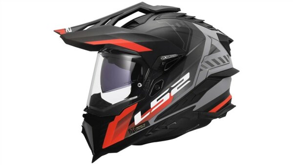 LS2 Endurohelm MX701 Explorer Hexa schwarz / rot / grau