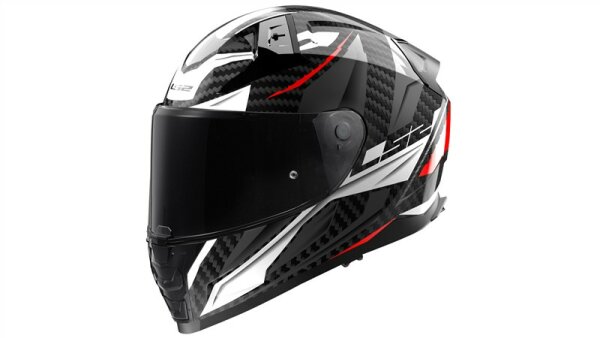 LS2 FF811 Vector II Carbon Savage Integralhelm grau,weiß,rot Gloss White Red Grey