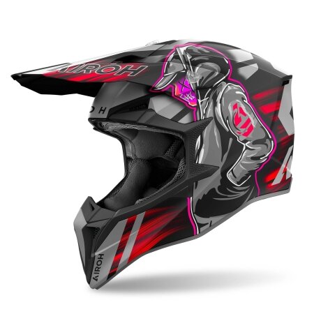 Airoh Helm Wraaap Cyber matt-schwarz/grau-rot
