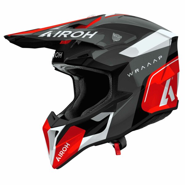Airoh Helm Wraaap Conquer schwarz/grau-weiß-rot