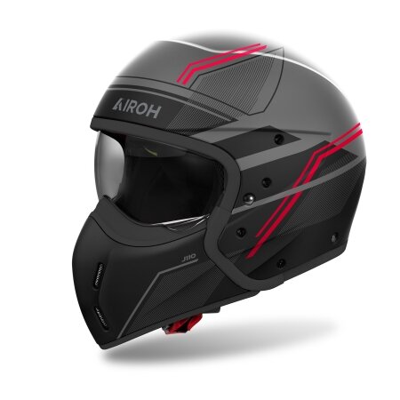Airoh Helm J 110 Slim matt-grau/schwarz-rot
