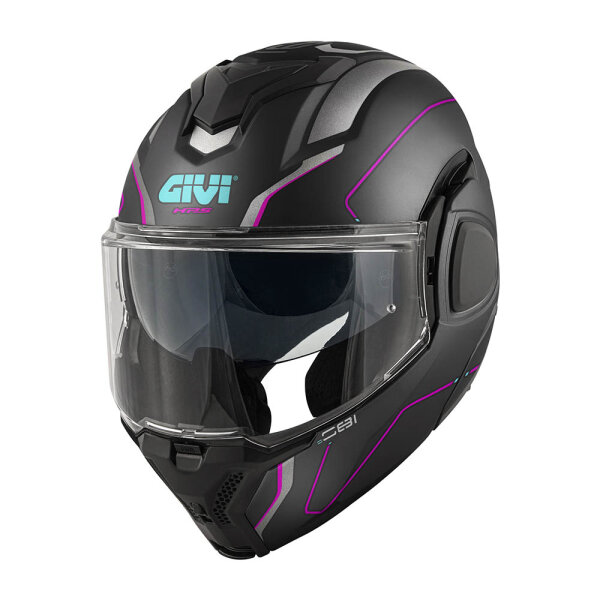 GIVI HPS X36 FIBER FLIP-BACK PULSE Schwarz matt / Silber / Fuchsia