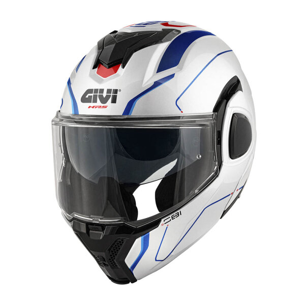 GIVI HPS X36 FIBER FLIP-BACK PULSE Weiß glänzend / Blau / Rot