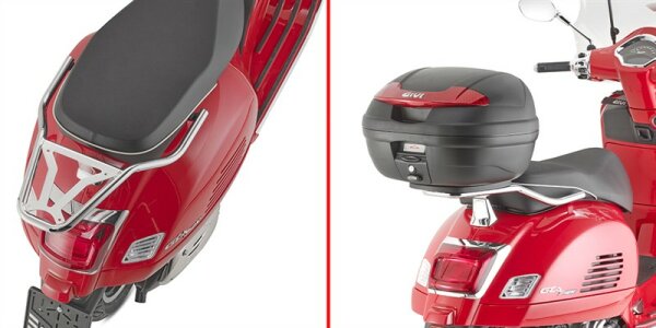 GIVI Topcase Träger verchromt, für Monolock Koffer, für versch. Piaggio Vespa Modelle, s. unten