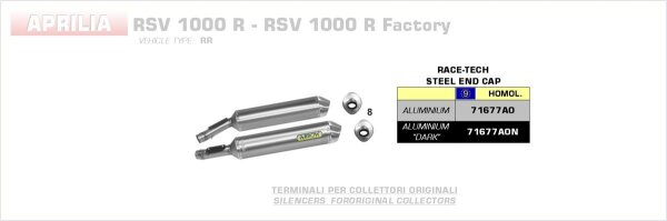 ARROW Race-Tech Aluminium Aprilia RSV1000 R Factory´04/08/Tuono 1000 R Factory
