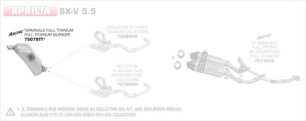 ARROW FULL TITANIUM" silencer (under seat)" Aprilia SX-V 5.5 07-14