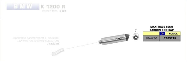 ARROW MaXi Race-Tech Approved titanium silencer with carby end cap BMW K 1200 R