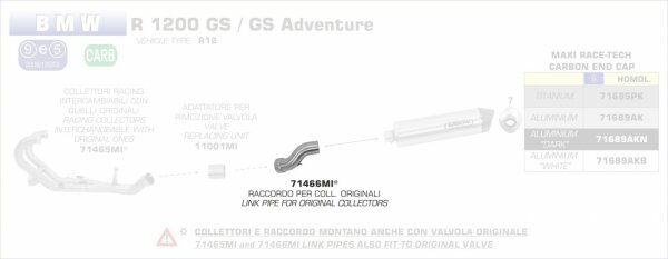 71466MI-Arrow Zwischenrohr für Originalkrümmer BMW R 1200 GS / Adventure 10-12