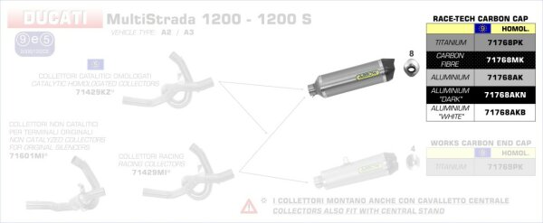 ARROW Race-Tech Aluminium Ducati Diavel/Multistrada 1200/Monster 821/1200 -15
