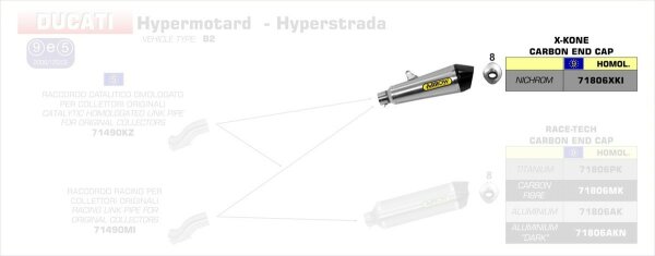 ARROW X-Kone silencer Ducati Hypermotard / Hyperstrada 16-18