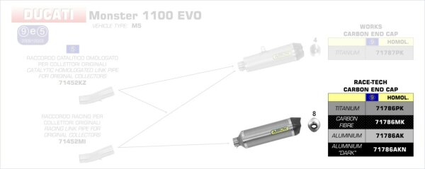ARROW Race-Tech Aluminium schwarz Ducati Monster 1100 Evo (M5) `11/13