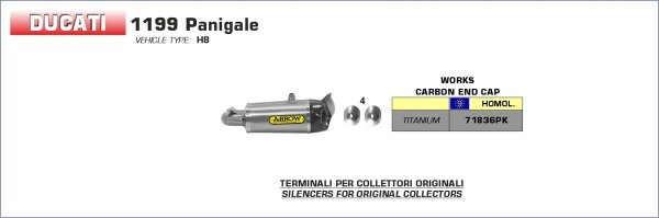 ARROW Works Titan mit Carbonendkappe DUCATI 1199 PANIGALE 12-15